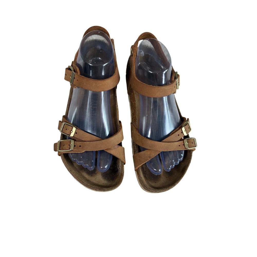 Birkenstock Salina Tobacco Brown Oiled Leather Ankle Strap Sandals 39 L8 M6 - Picture 3 of 12
